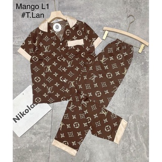 Bộ pijama cộc dài nữ chất liệu lụa mango mềm, mịn, mát