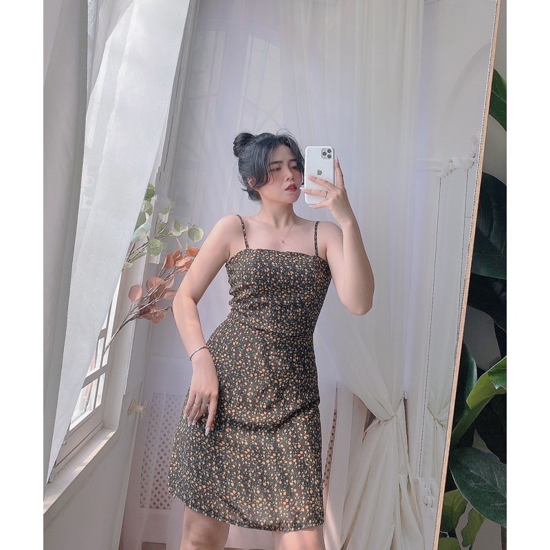 SET ĐẦM HOA ĐEN KHOÁC MỎNG