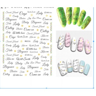 Sticker Nail Hình Chữ Dán Móng Tay Họa Tiết Mới Đẹp