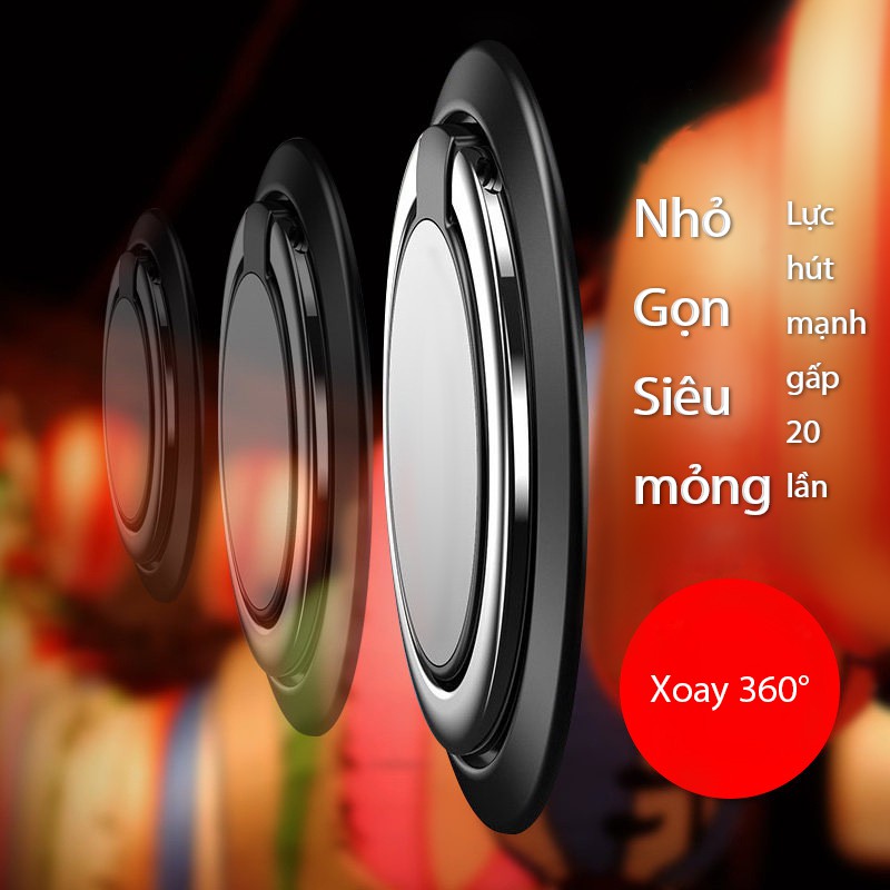 Iring Móc gắn điện thoại kiêm giá đỡ Cát Thái cực mỏng nhỏ gọn đường viền đeo thoải mái xoay 360 độ từ tính