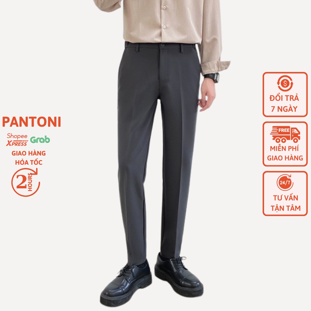 Quần tây nam dáng côn vải Hàn cao cấp, co giãn thời trang Pantoni