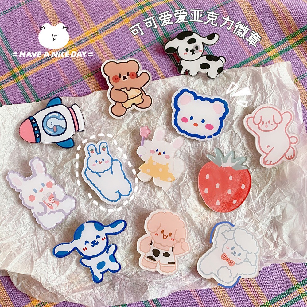 Huy hiệu cài balo Sumi nhựa nhiều hình dễ thương, phụ kiện sticker gài áo cute