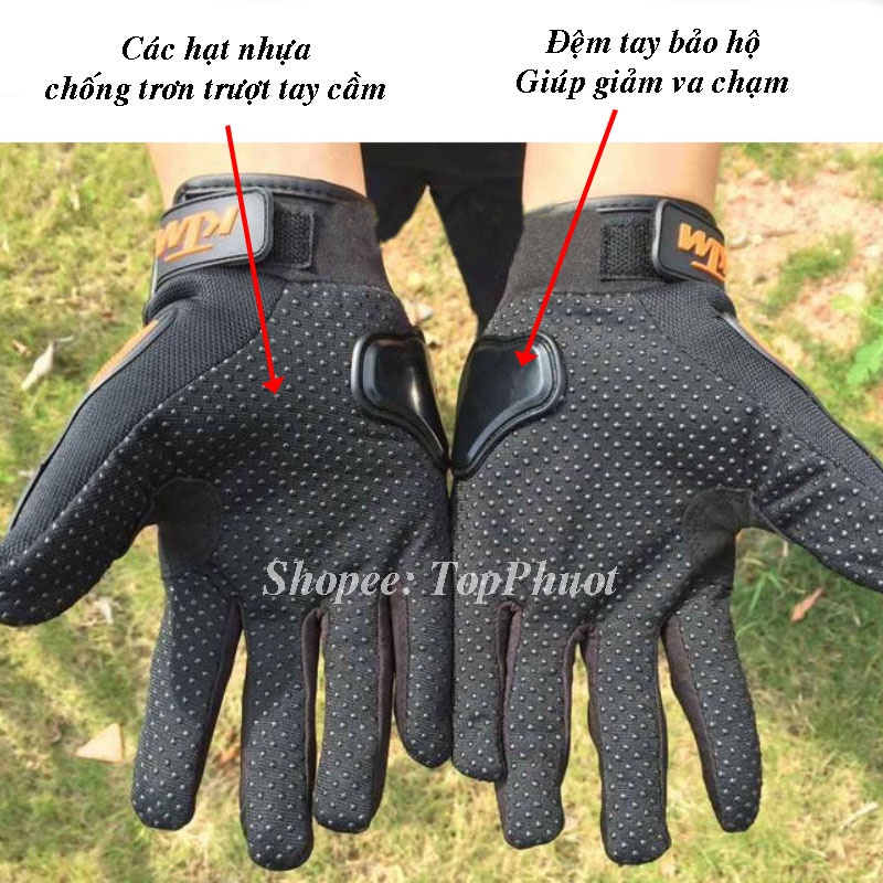 Găng tay bảo hộ xe máy chống nắng đi phượt KTM dài ngón, hàng cao cấp hàng loại 1