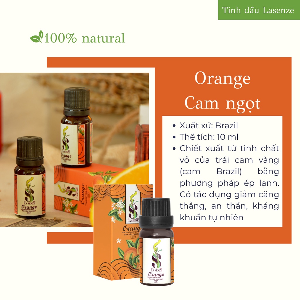 Tinh dầu Cam Ngọt (Orange) - 100% Natural (Hàng Thật Không Pha)