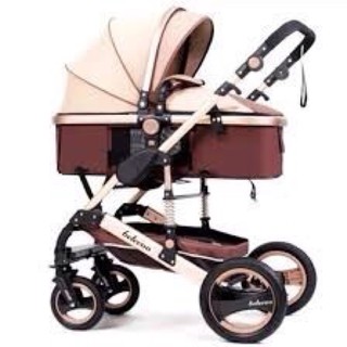 Xe đẩy xe nôi đi bộ cho bé cao cấp BELECOO 2 chiều 3 tư thế nôi tháo rời có giảm sóc bánh hơi