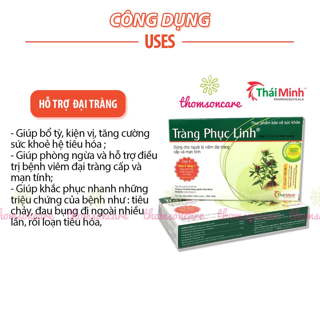 Tràng Phục Linh xanh - Mua 6 tặng 1 bằng tem tích điểm, hỗ trợ giảm rối loạn tiêu hóa, tốt cho đại tràng