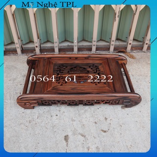 Khay trà chân cuốn gỗ mun phòng khách 2 cỡ