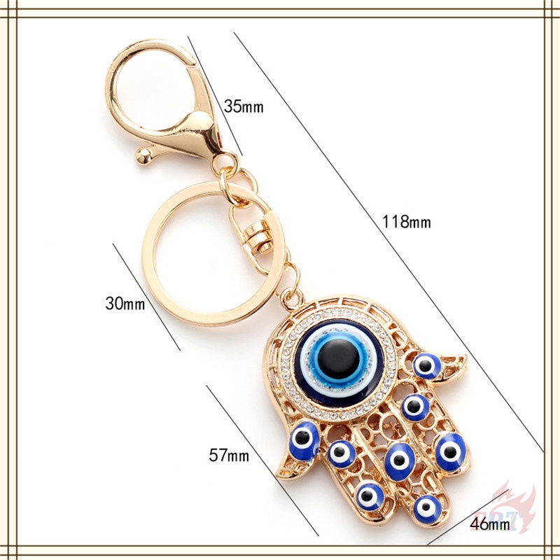 Móc chìa khóa hình bàn tay Hamsa Fatima với hình mắt quỷ độc đáo