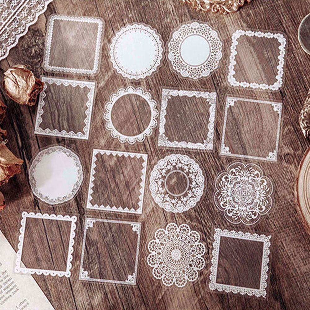 Set 30 Sticker Dán Trang Trí DIY Bằng PVC Họa Tiết Ren Xinh Xắn