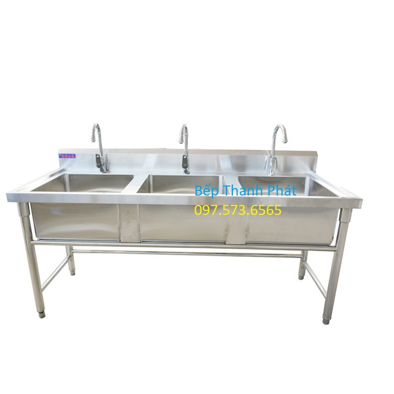 Chậu rửa công nghiệp ba | Hố Chậu inox 3 hố | Bàn Chậu inox 3 hố