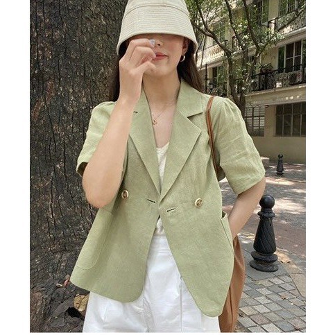 [AMANDA] Blazer tay ngắn thời trang thanh lịch cho nữ. Blazer croptop ngắn tay - có ảnh thật