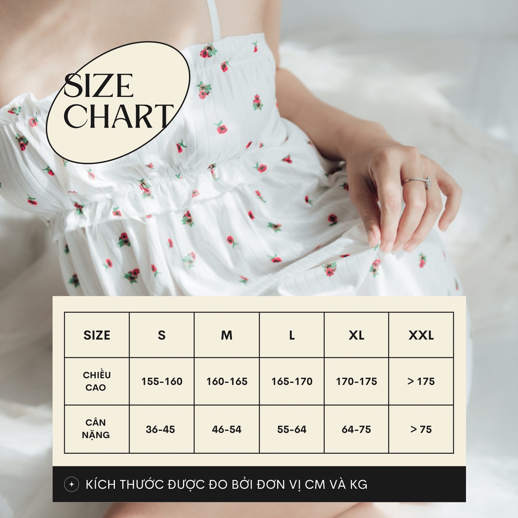 Váy Đầm Ngủ Hai Dây Trắng Hoa Nhí Dễ Thương Nhẹ Nhàng
