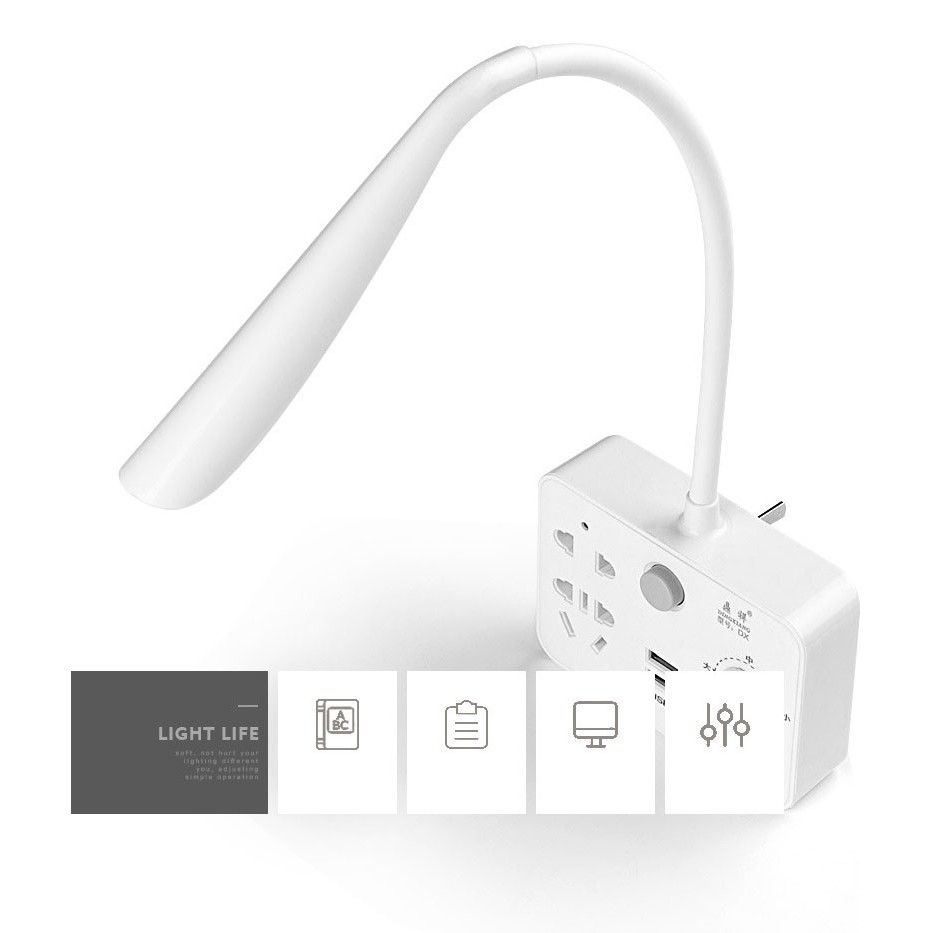 Ổ cắm điện thông minh tích hợp 2 cổng sạc USB 2.1A và đèn LED siêu sáng