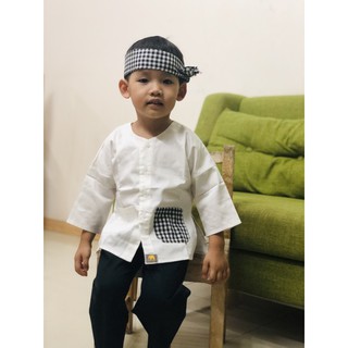 Bộ Bà Ba Trẻ Em Màu Trắng Kem (7kg-45kg) (Tặng kèm Khăn rằn)
