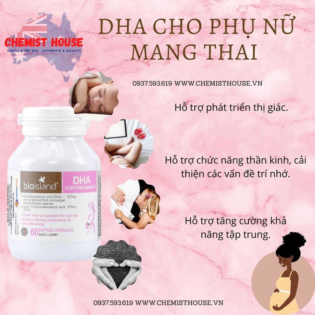 Bio Island DHA - Viên uống bổ sung DHA cho bà bầu 60 viên