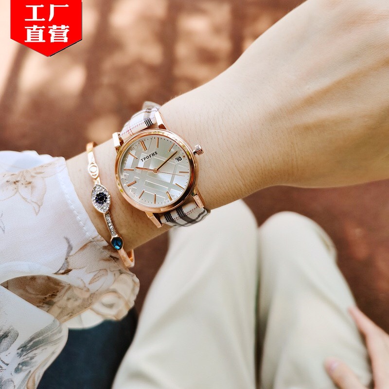 Đồng hồ nữ Burberry, dây kẻ caro đen trắng hàng cao cấp  mẫu mới nhất