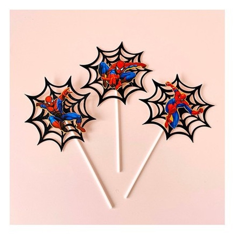 Set 3 phụ kiện cắm trang trí bánh kem hình người nhện dễ thương