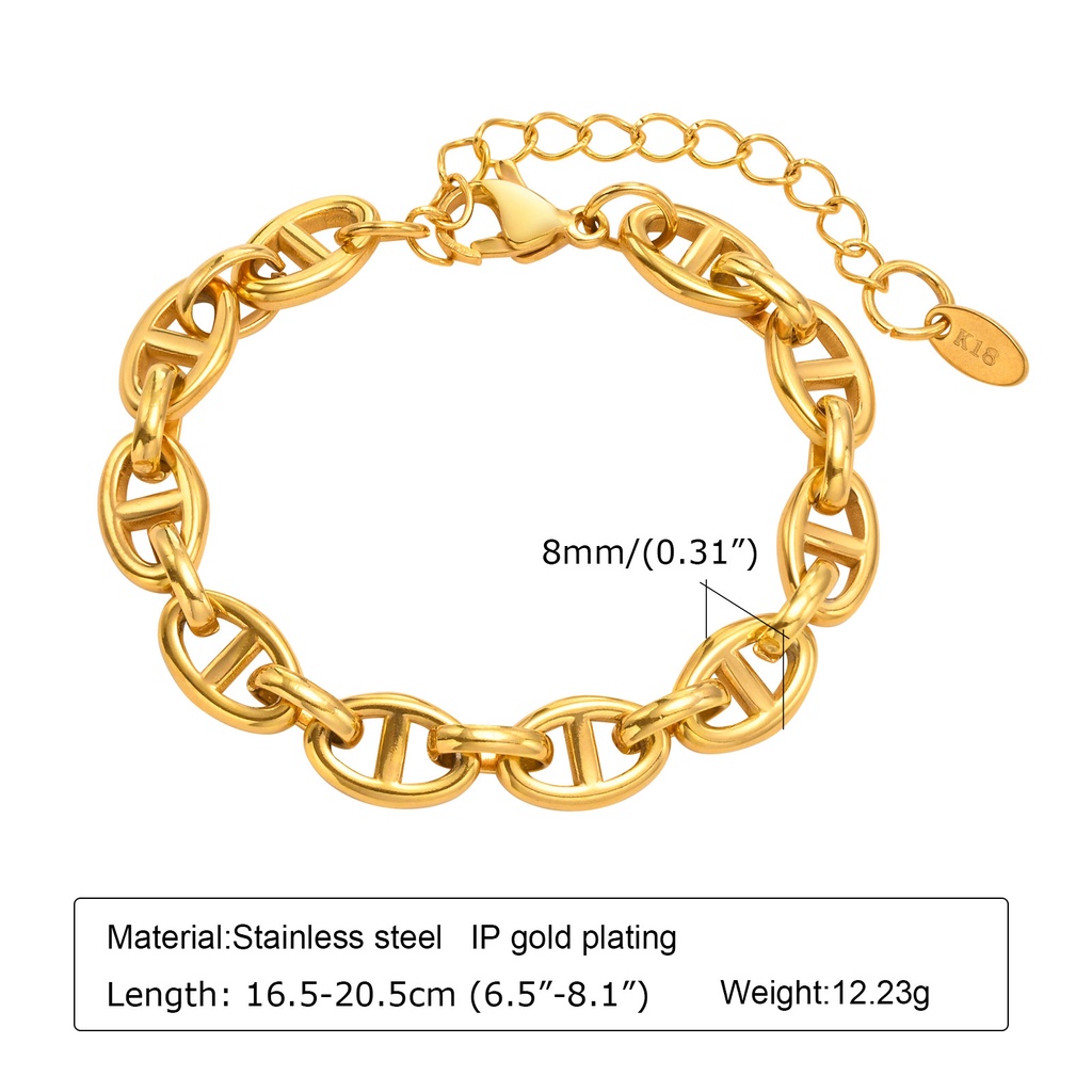 Vnox Vòng Tay Mắt Xích Bằng Thép Không Gỉ 18K 5mm Cho Nữ