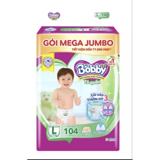 Tả quần Bobby mới Mega Jumbo M120/ L104/ XL 92/XXL 84