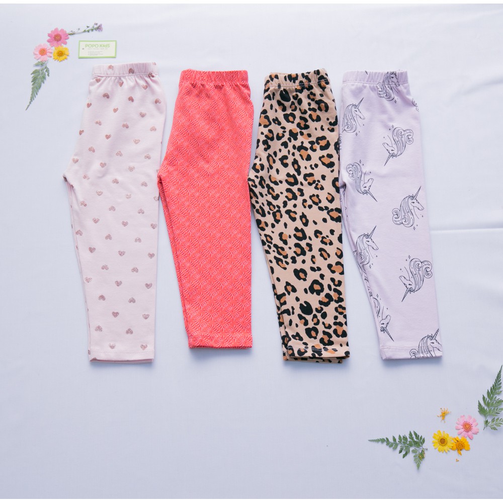 Quần leggin bé gái VNXK (10-30KG) thun xuất dư xịn 100% cotton mềm mịn thoáng mát [Hình Thật]
