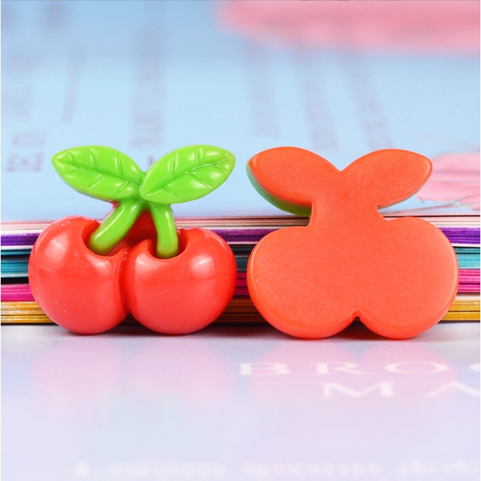 Charm chùm cherry đỏ mọng cho các bạn trang trí kẹp tóc, dán Jibbitz, vỏ ốp điện thoại, bình nước, DIY