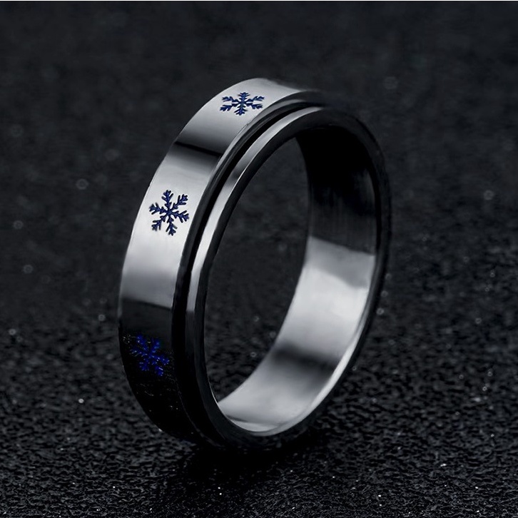 Nhẫn nam nữ tròn Unisex màu bạc Thời trang SAZ chất liệu Titan đẹp đơn giản - Nhẫn Flake Ring