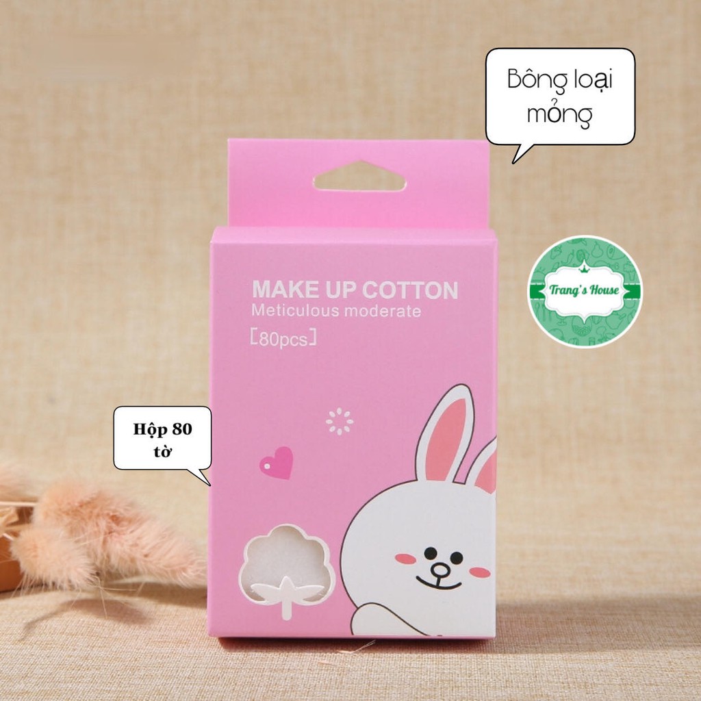 Bông tẩy trang 200 miếng Lameila gấu line cotton BTT222