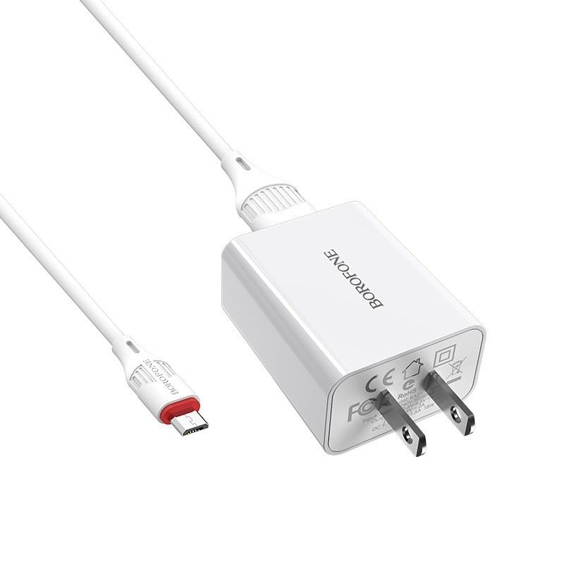 Bộ cốc cáp sạc nhanh Borofone BA21 microUSB hỗ trợ QC 3.0 công suất 18W  Hãng phân phối chính thức