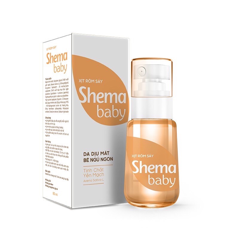 Xịt Rôm Sảy,Hăm Tã,Mẩn Ngứa Shema Baby-Da Dịu Mát Bé Ngủ Ngon 50ml (dùng cho trẻ sơ sinh và trẻ em...)