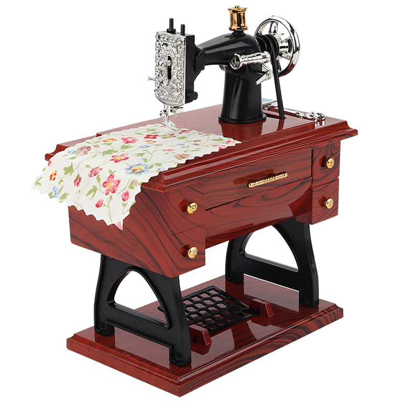 FJRVN Sewing Machine Music Box Retro Sewing Clockwork Home Crafts Decoration Gift