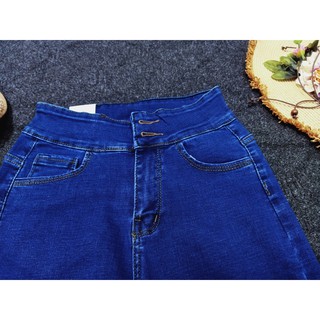 Quần Jean Lửng Gối Co Giãn Lưng Cao 2 Nút