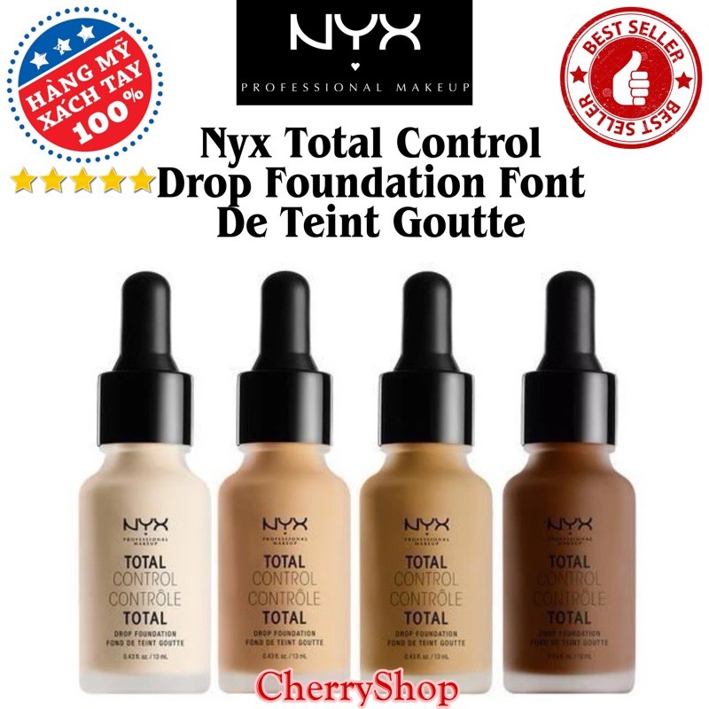 [Hàng USA] Kem nền Nyx Total Control Drop Foundation Fond De Teint Goutte (13ml)