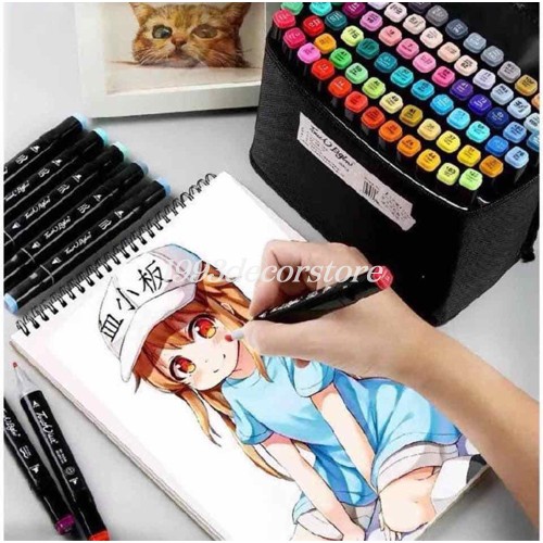 Bộ 48 Bút dạ quang vẽ, bút màu Marker TouchCool Túi Vải, vẽ anime, chân dung, phong cảnh