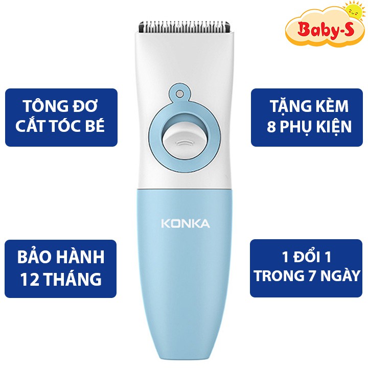 Tông đơ cắt tóc cho bé KONKA, Tăng đơ cắt tóc cho bé chống nước an toàn không tiếng ồn sạc USB dây rời Baby-S – SDT003