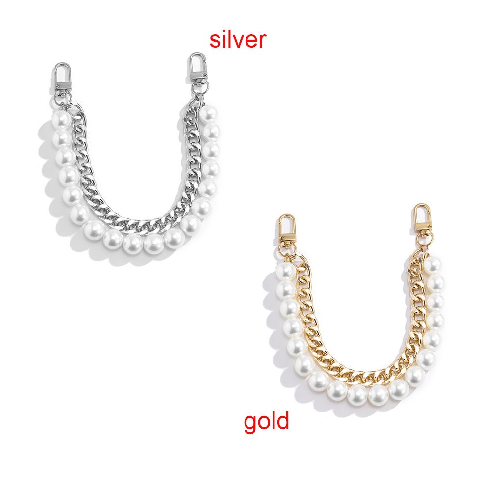 Dây đeo túi xách đính hạt ngọc trai kim loại nhiều màu