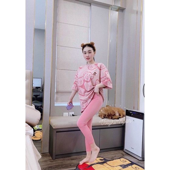 Set Bộ Thun Cotton Hình Gấu Quần Dài