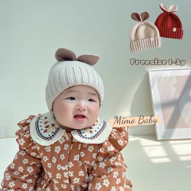 Mũ nón len beanie mùa đông gắn tai thỏ dễ thương cho bé ML198 Mimo Baby