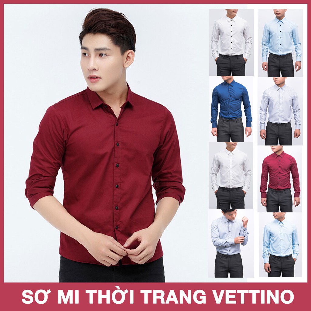 Sơ mi nam màu mận chín dáng slimfit , vải lụa mát không nhăn - Dài tay