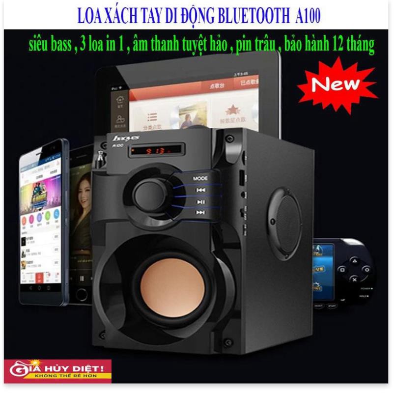 ⭐ Mẫu mới 2019 Giá Sập Sàn ⭐ Loa Nghe nhạc Bluetooth Cao Cấp Super Bass RS - A100 ⭐ có điều khiển từ xa ⭐ Freeship ..