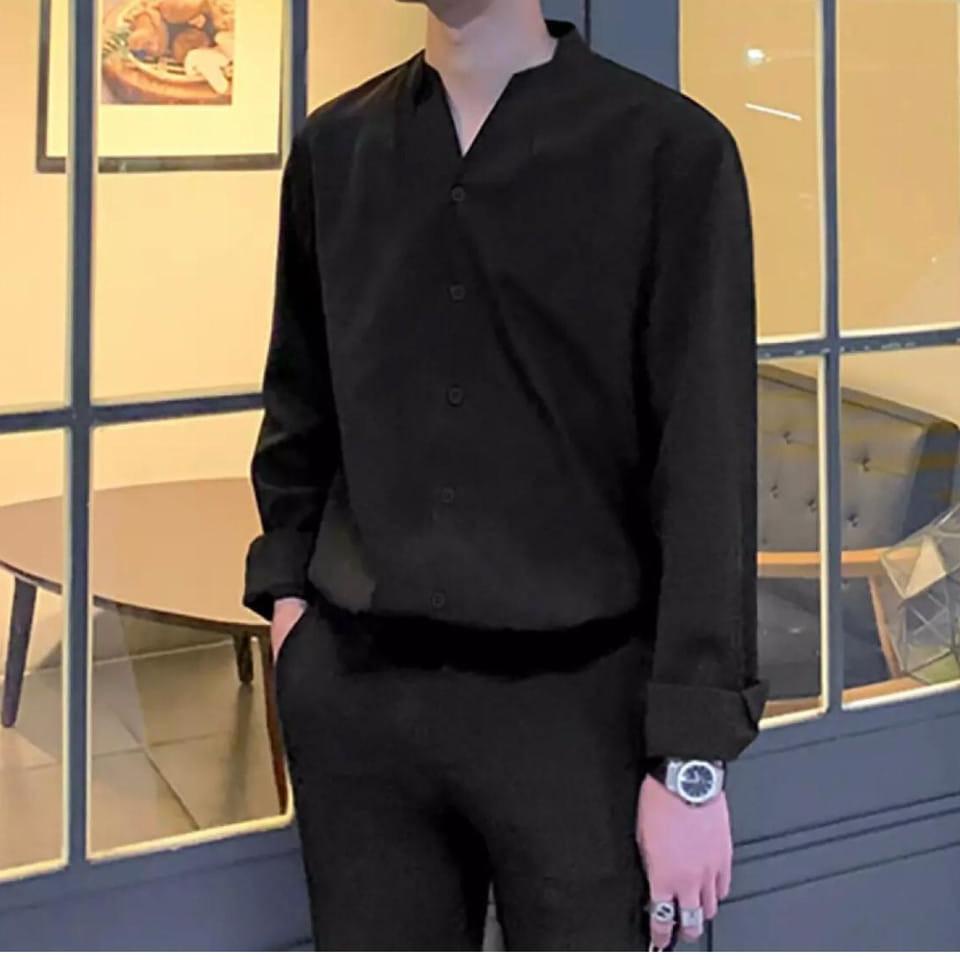 Bán Chạy Nhất JOSJOLI_PIYAMA / Áo Sơ Mi Tay Dài Cổ Chữ V Phong Cách Hàn Quốc Size M L XL XXL- Thời Trang