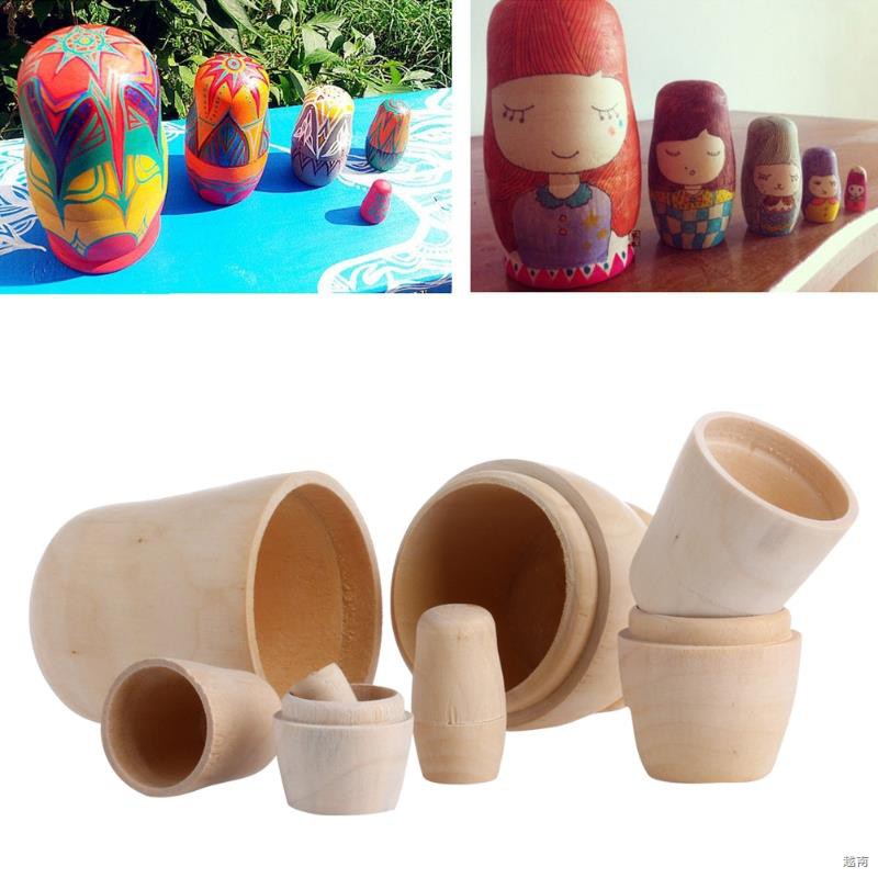 ₪Bộ 5 Búp Bê Nga Matryoshka DIY Bằng Gỗ Độc Đáo
