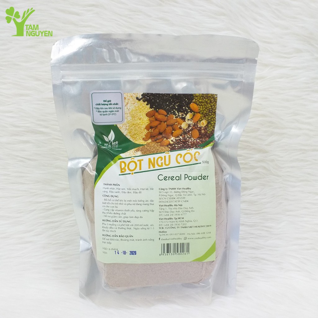 Bột dinh dưỡng Viet Healthy 500gr - Bột ngũ cốc VietHealthy- Thành Phần: Hạnh nhân, Hạt sen, Yến mạch, Hạt kê, Mè vàng..