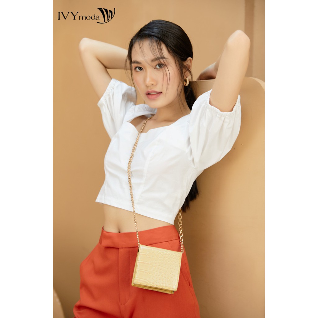 IVY moda Áo croptop cổ vuông nữ MS 16B8562