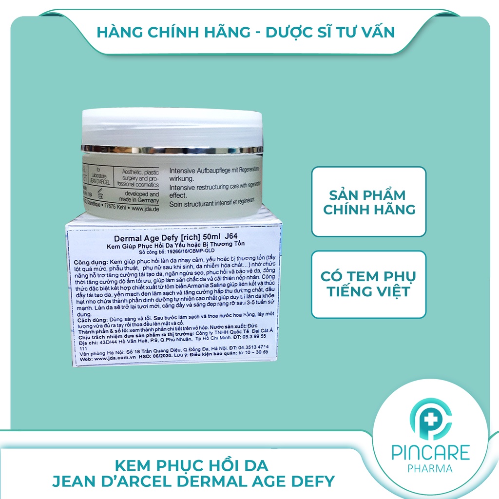 Kem dưỡng phục hồi da Jean D’arcel Dermal Age Defy (Rich) 50ml - Hàng chính hãng - Nhà thuốc PinCare