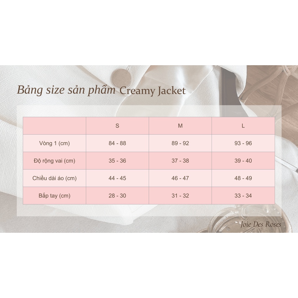 Áo dạ sang trọng, công sở Cream Jacket cổ bo tròn by Joie des Roses | BigBuy360 - bigbuy360.vn
