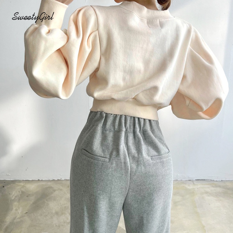 Áo Sơ Mi Tay Dài Cổ Chữ V Dáng Ôm Màu Trơn Cài Nút Thời Trang Cho Nữ