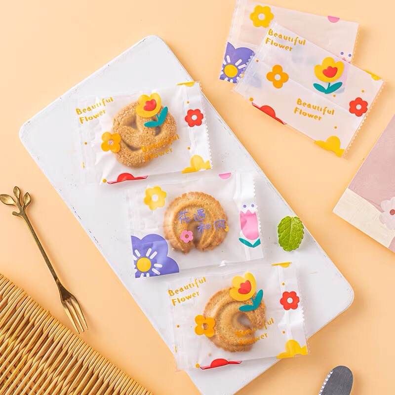 Túi hàn đựng bánh kẹo hoạ tiết hoa cute kích thước 7x10cm và 5.5x8.5cm