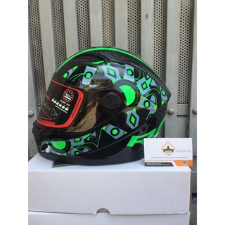 mũ bảo hiểm fullface AGU tem Valentino Rossi xanh lá cây