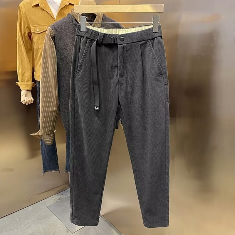 Quần Tây Vải Nhung Màu Trơn Phong Cách Retro Thời Trang Thu Đông Cho Nam Size 28-38