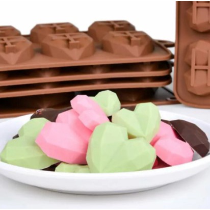 Khuôn sô cô la hình trái tim 15 ô 3D